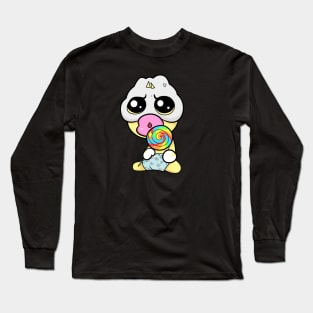 Cute Slluks character is ready for his rainbow candy illustration Long Sleeve T-Shirt